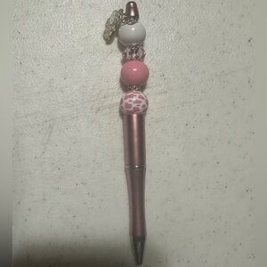 Pink and White Beaded Cow Pen